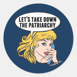 Sticker Rond Funny Retro féministe Pop Art Anti Patriarchie