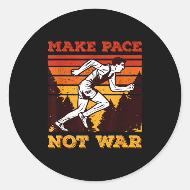 Sticker Rond Funny Retro Runner Running Quote Gift - Make Pace  (Devant)