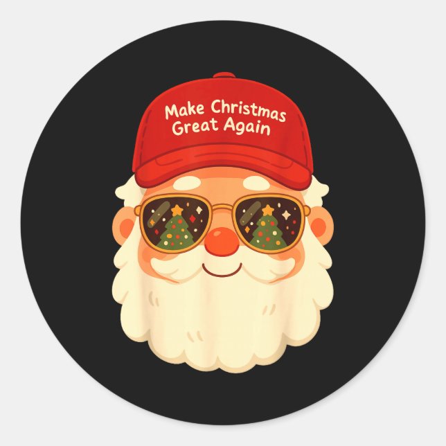 Sticker Rond Funny Retro Santa Christmas Trump Xmas Men Women  (Devant)