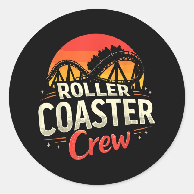 Sticker Rond Funny Roller Dessous de verre Crew Amusement Park  (Devant)