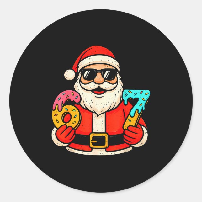 Sticker Rond Funny Santa 67 Ice Cream Drip Christmas Xmas Teens (Devant)