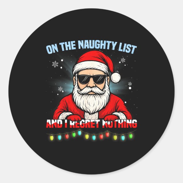 Sticker Rond Funny Santa Claus Christmas Xmas For Men Women Boy (Devant)