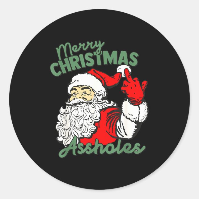Sticker Rond Funny Santa Claus Merry Christmas Holes  (Devant)