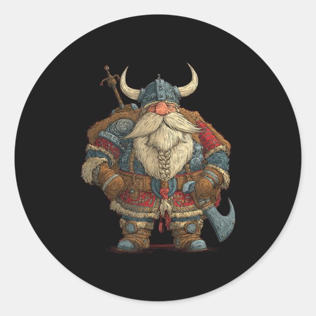 Sticker Rond Funny Santa Claus Viking Costume For Boys And Girl (Devant)