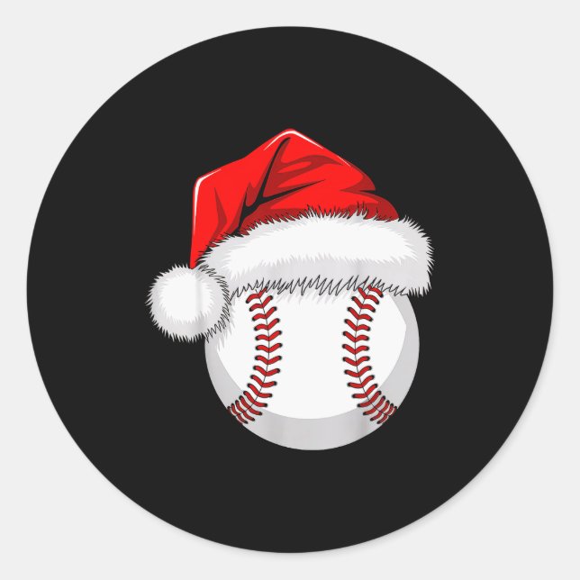 Sticker Rond Funny Santa Hat Xmas Srt Lover Christmas Baseball  (Devant)