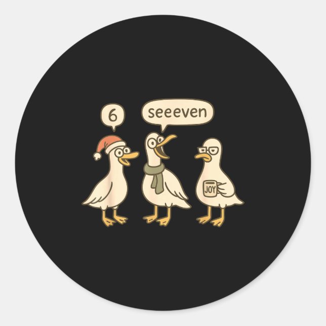 Sticker Rond Funny Santa Silly Goose 6 7 Christmas Geese Six Se (Devant)
