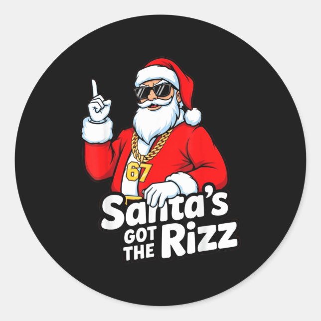 Sticker Rond Funny Santa's Got The Rizz Christmas Meme 67  (Devant)