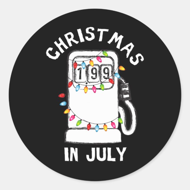 Sticker Rond Funny Sarcastic Christmas In July Fuel Pump Gas Pu (Devant)