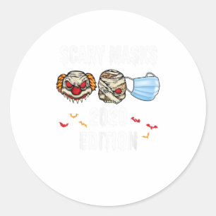 Sticker Rond Funny Scary Mask 2020 Edition Halloween
