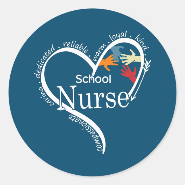 Sticker Rond Funny School Nurse Graphisme Tee - shirts Tops Ret (Devant)