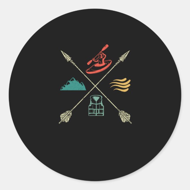 Sticker Rond Funny sea kayak canoe paddle kayaking outdoor (Devant)