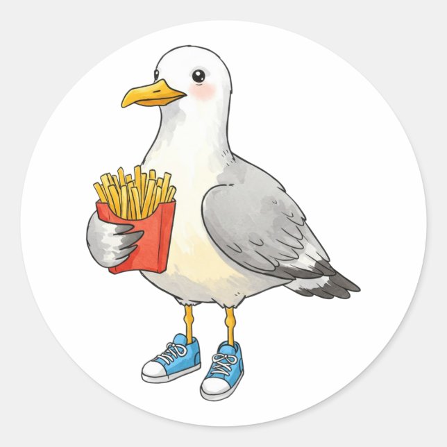 Sticker Rond Funny Seagull Fries Sneakers (Devant)