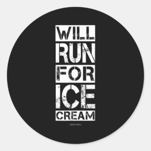 Sticker Rond Funny Sera Couché Pour La Crème De Glace Courir Ch