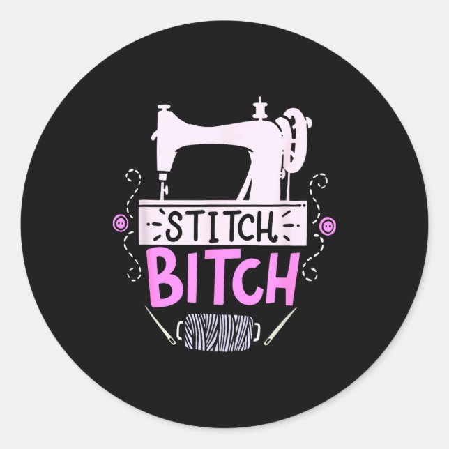 Sticker Rond Funny Sewing Quilting Gift  (Devant)