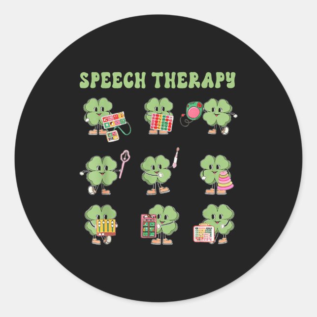 Sticker Rond Funny Shamrock Speech Therapy St Patrick's Day Slp (Devant)
