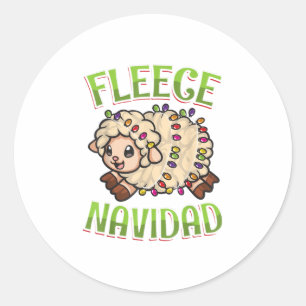 Sticker Rond Funny Sheep Fleece Navidad Christmas