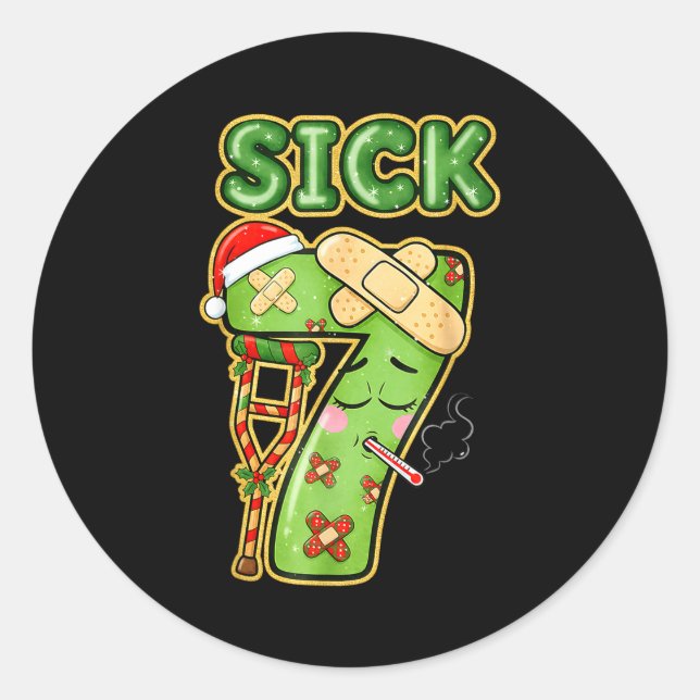 Sticker Rond Funny Sick Seven Meme 67 Six Seven Santa Hat Chris (Devant)