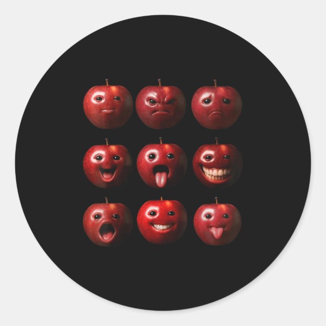 Sticker Rond Funny Silly Ai Apple Gen Z Meme Brainrot Humor Fru (Devant)
