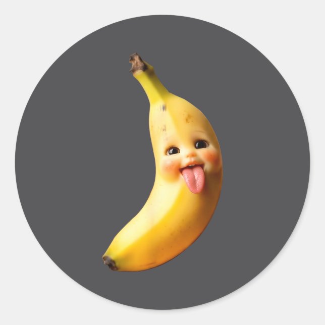 Sticker Rond Funny Silly Ai Banana Gen Z Meme Brainrot Humor To (Devant)