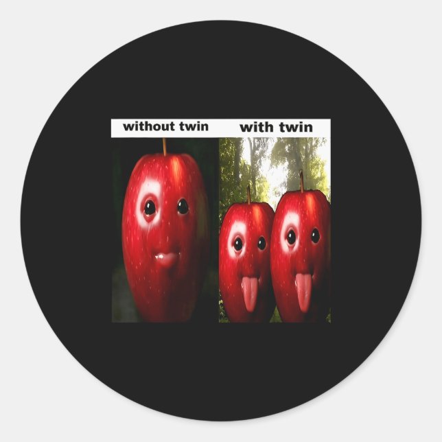 Sticker Rond Funny Silly Ai Gen Z Meme Brainrot Humor Twins Bro (Devant)