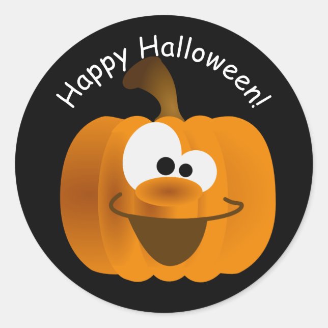 Sticker Rond Funny Silly Emoji Citrouille Halloween (Devant)