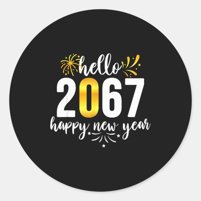 Sticker Rond Funny Six Seven 67 Meme Happy New Year  (Devant)