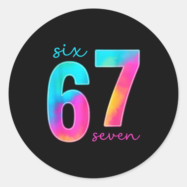 Sticker Rond Funny Six Seven 6 7 Meme Gen Alpha Slang 67 Kids  (Devant)