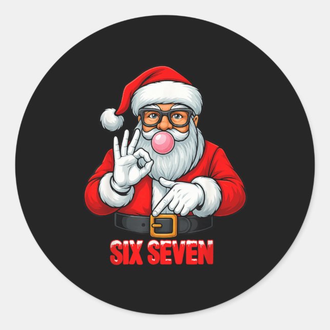 Sticker Rond Funny Six Seven 6 7 Meme Santa Christmas Shirt Men (Devant)