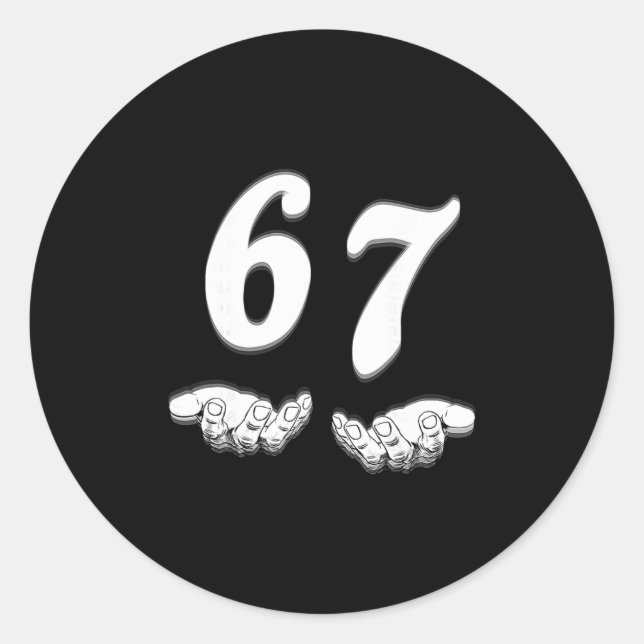 Sticker Rond Funny Six Seven Meme Hands Gesture Gen Alpha Slang (Devant)