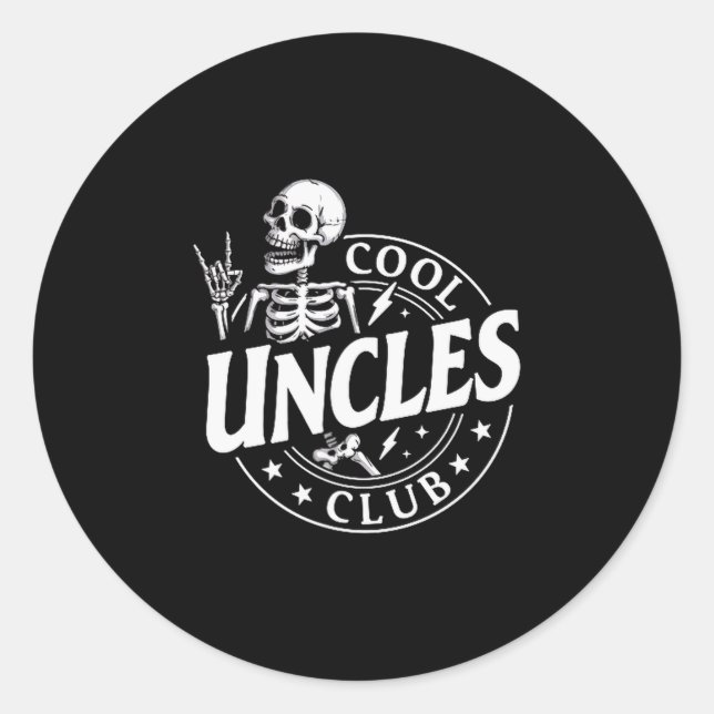 Sticker Rond Funny Skeleton Cool Uncles Club New Uncle Men  (Devant)