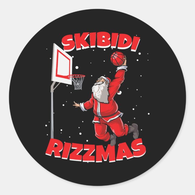 Sticker Rond Funny Skibidi Rizzmas Noël Rizz Père Noël B (Devant)
