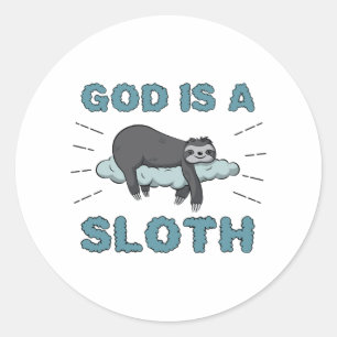 Sticker Rond Funny Sloth Chemt Dieu est une Sloth
