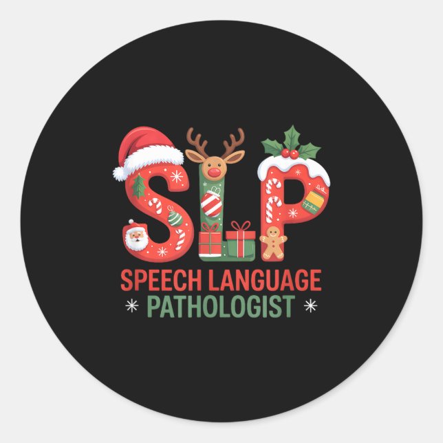 Sticker Rond Funny Slp Christmas Speech Language Pathologist Ho (Devant)