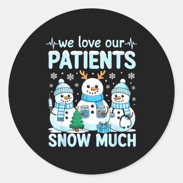 Sticker Rond Funny Snowman Nurse Christmas Winter Holiday Healt (Devant)