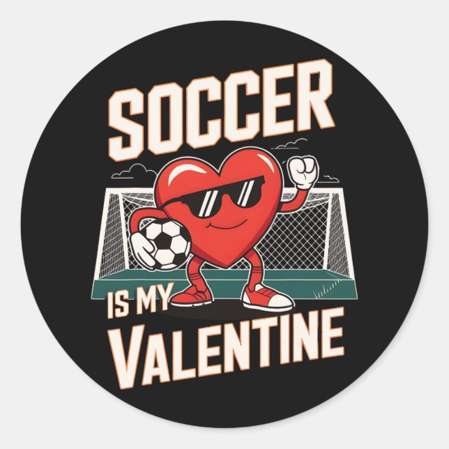 Sticker Rond Funny Soccer Est Mon Coeur Valentin Pose (Devant)