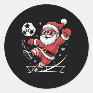 Sticker Rond Funny Soccer Santa 67 Meme Noël Xmas Pyjamas 