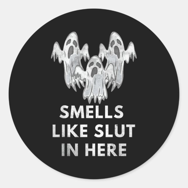 Sticker Rond Funny Soky Halloween Offensive Adult Humor Ghost C (Devant)