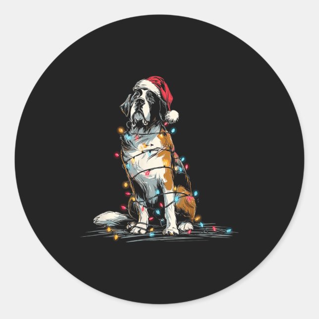 Sticker Rond Funny St. Saint Bernard Christmas Graphics Dog Lig (Devant)