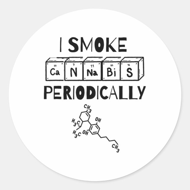 Sticker Rond Funny Stoner Day Periodic Table Science Thc  (Devant)