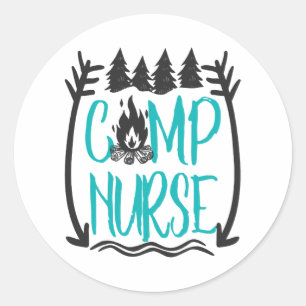 Sticker Rond Funny Summer Camp Nurse Nurse Cadeau infirmière Ca