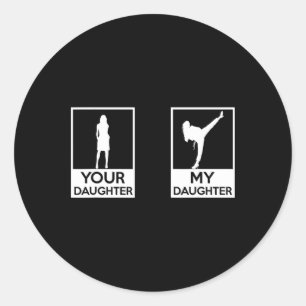 Sticker Rond Funny Taekwondo Maman Papa Arts Martiaux Karate-gi