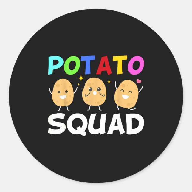 Sticker Rond Funny Tato Squad Vegetable Chip Eater French Fries (Devant)