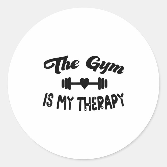 Sticker Rond Funny The Gym Is My Therapy Motivational Fitness L (Devant)