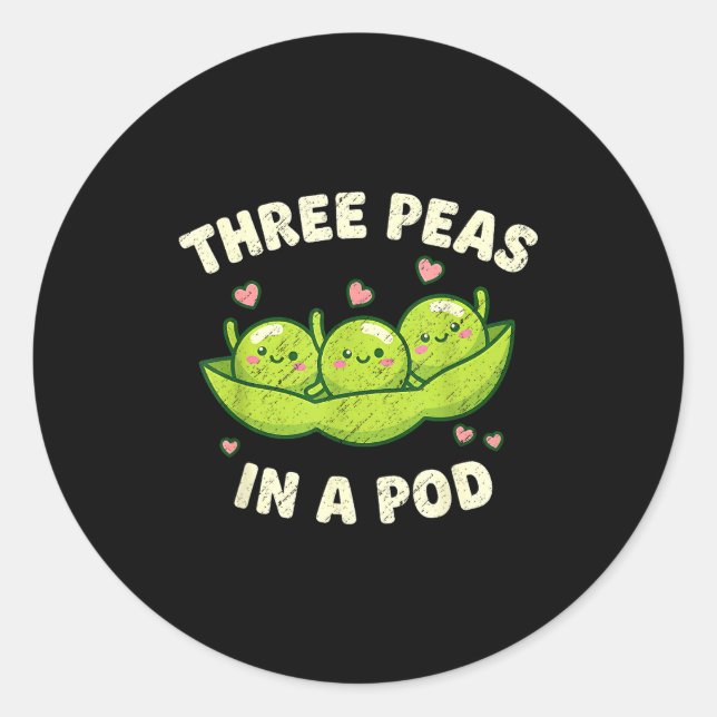 Sticker Rond Funny Three Peas In A D Cute Kawaii  (Devant)