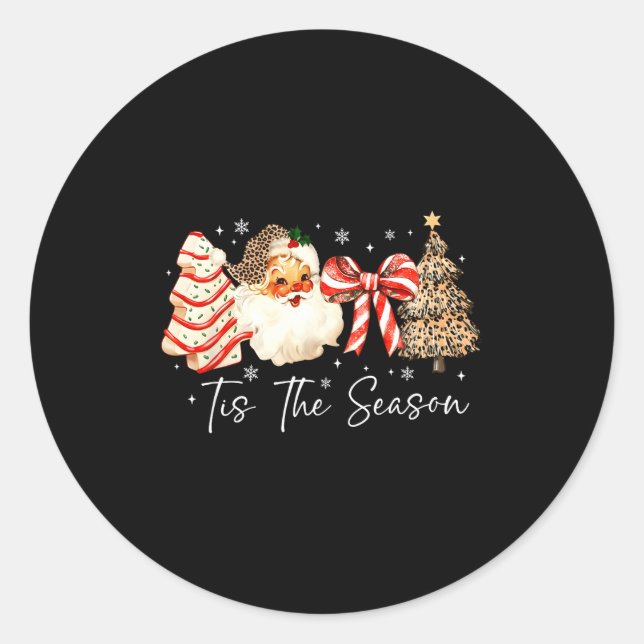 Sticker Rond Funny Tis The Season Christmas Tree Santa Funny Xm (Devant)