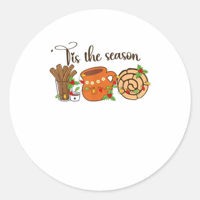 Sticker Rond Funny Tis The Season Mexican Christmas Latino Cute (Devant)
