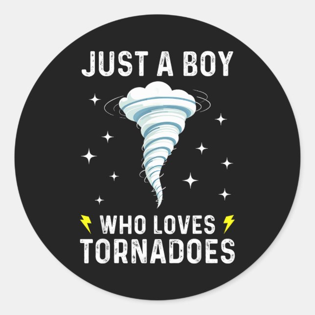 Sticker Rond Funny Tornado Gift For Boys Kids Hurricane Weather (Devant)