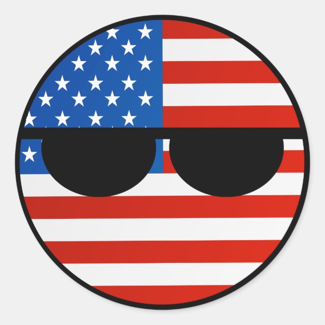 Sticker Rond Funny Trending Geeky USA Countryball (Devant)