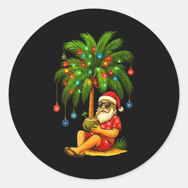 Sticker Rond Funny Trocal Santa Christmas Tree For Men Women Ki (Devant)