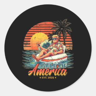 Sticker Rond Funny Trump Chemise Golfe Des Etats-Unis Amérique